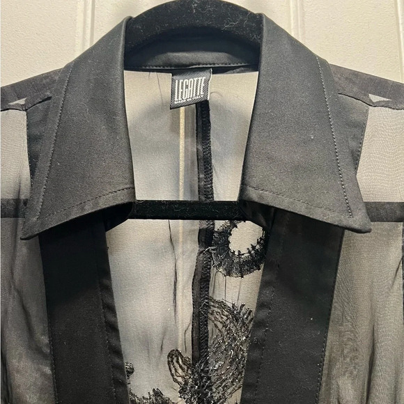 Legatte Vintage Sheer Black Embroidered Long Line Vest. Size 10. - Picture 6 of 16